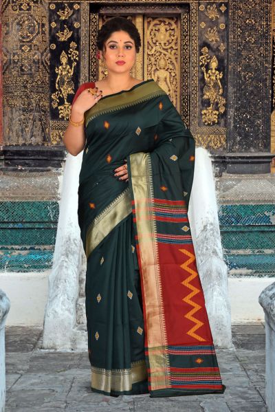 Semi Bishnupuri Silk Saree (adi85581)