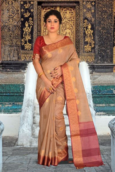 Semi Tussar Silk Saree (adi85586)