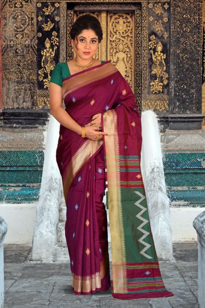 Semi Bishnupuri Silk Saree (adi85587)