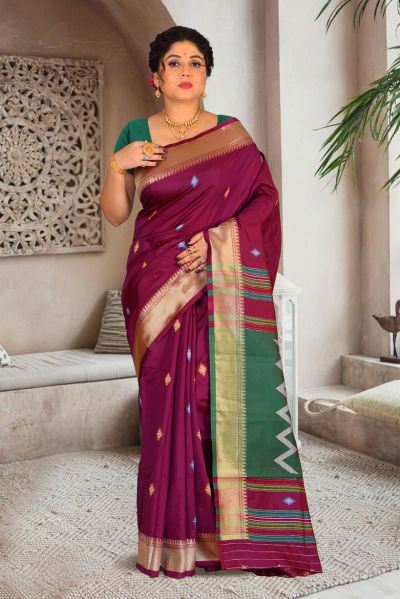 Semi Bishnupuri Silk Saree (adi85591)