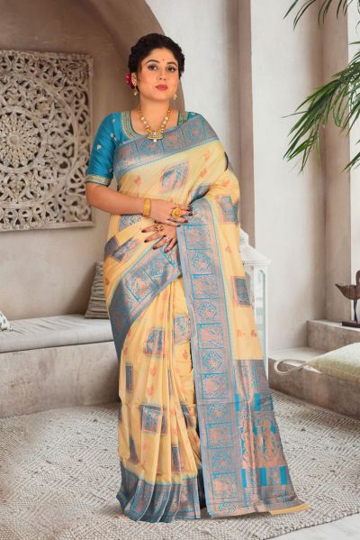 Semi Swarnachari Silk Saree (adi85598)