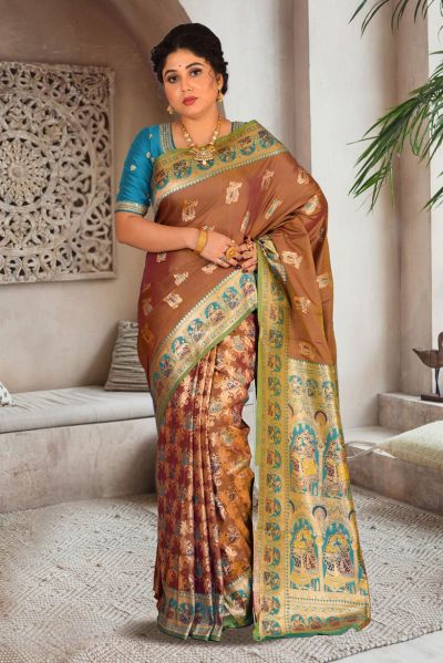 Semi Swarnachari Silk Saree (adi85605)