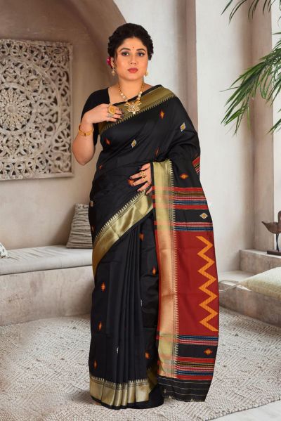 Semi Bishnupuri Silk Saree (adi85609)