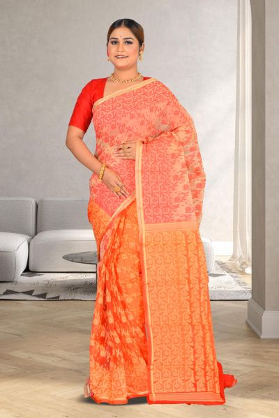 Semi Muslin Dhakai Saree (adi85648)