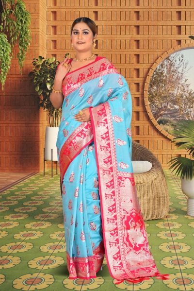 Semi Swarnachari Silk Saree (adi85657)