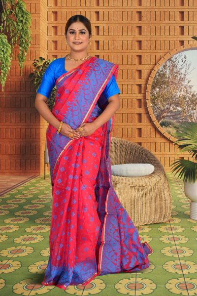 Semi Muslin Dhakai Saree (adi85674)