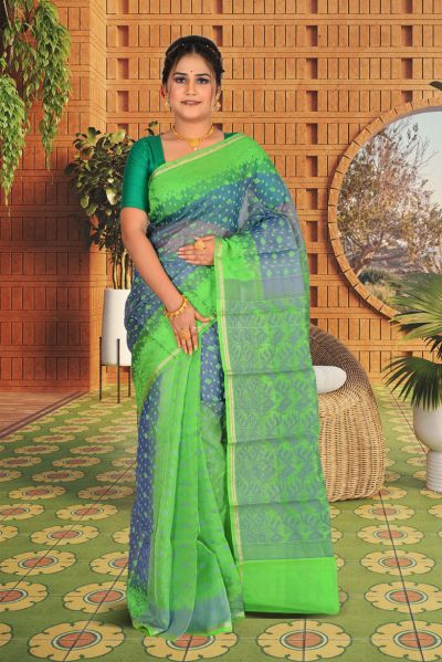 Semi Muslin Dhakai Saree (adi85676)