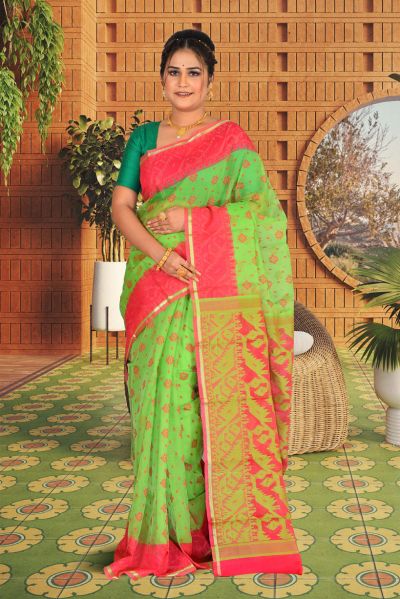 Semi Muslin Dhakai Saree (adi85682)