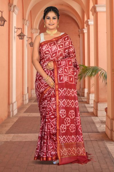 Semi Tussar Printed Silk Saree (adi85699)