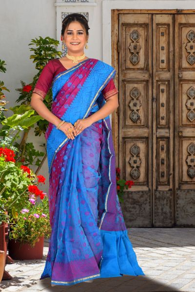 Semi Muslin Dhakai Saree (adi85725)