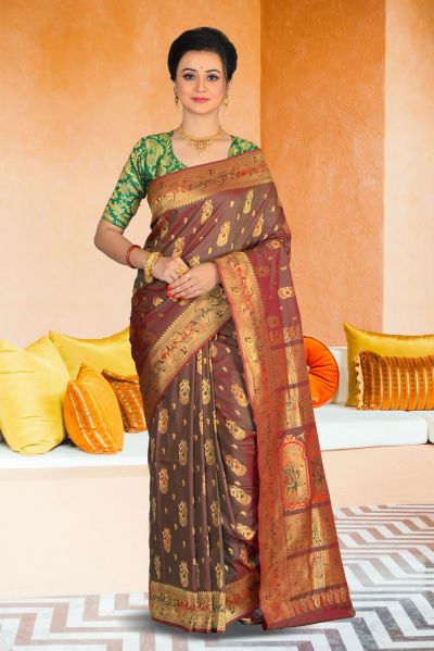 Semi Swarnachari Silk Saree (adi85774)