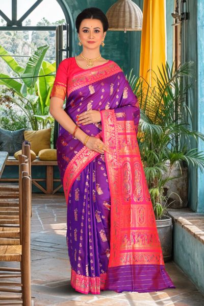 Semi Swarnachari Silk Saree (adi85808)