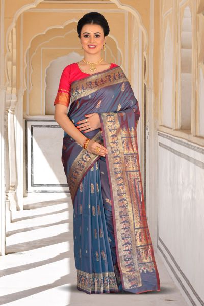 Semi Swarnachari Silk Saree (adi85810)