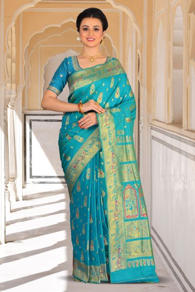 Semi Swarnachari Silk Saree (adi85839)