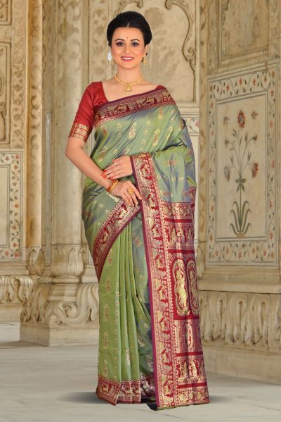 Semi Swarnachari Silk Saree (adi85845)