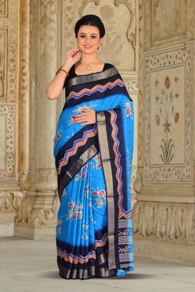 Semi Tussar Printed Silk Saree (adi85851)