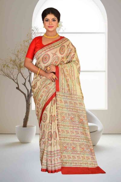 Bhagalpuri Gicha Printed Silk Saree (adi85983)