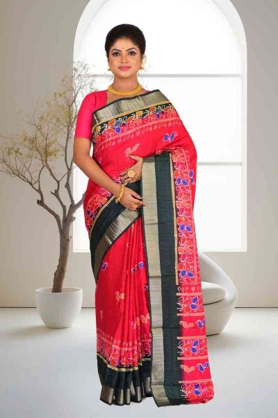 Bhagalpuri Gicha Printed Silk Saree (adi86017)