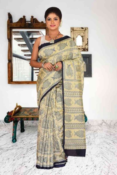 Bhagalpuri Gicha Printed Silk Saree (adi86027)