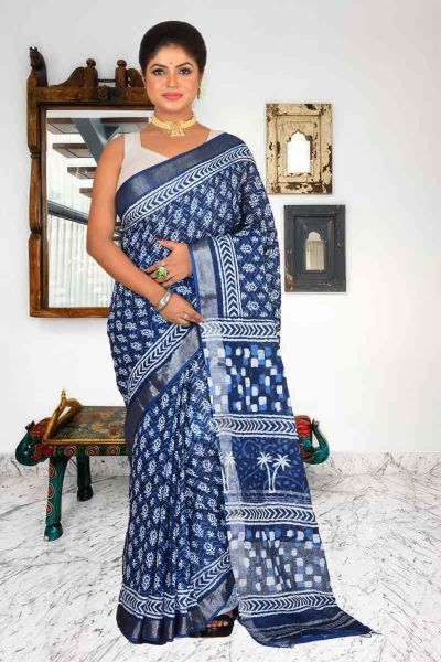 Linen Cotton Saree (adi86039)