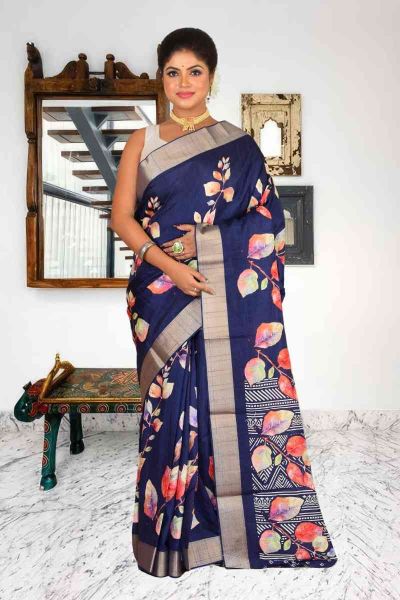 Bhagalpuri Gicha Printed Silk Saree (adi86041)