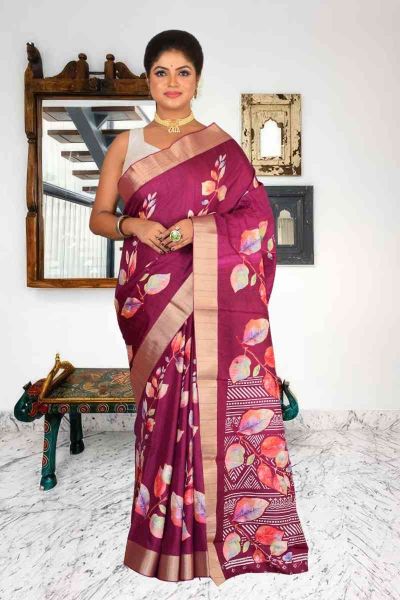 Bhagalpuri Gicha Printed Silk Saree (adi86045)