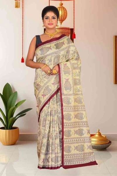 Bhagalpuri Gicha Printed Silk Saree (adi86086)