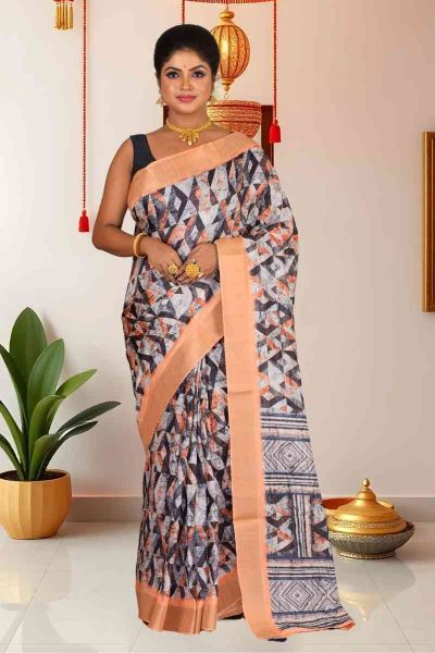 Bhagalpuri Gicha Printed Silk Saree (adi86088)