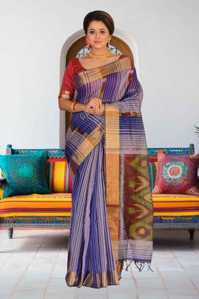 Semi Ikkat Silk Saree (adi86396)