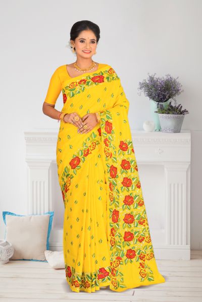 Pure Designer Kantha Stitch Saree (adi86760)