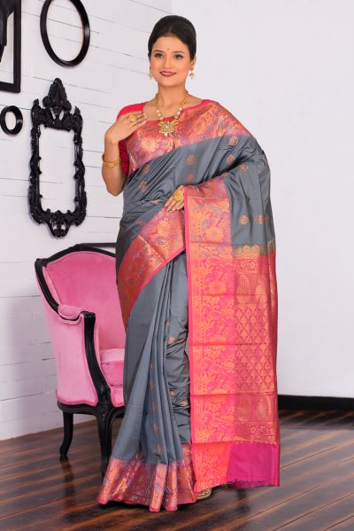 Semi Kanjivaram Silk Saree (adi86789)