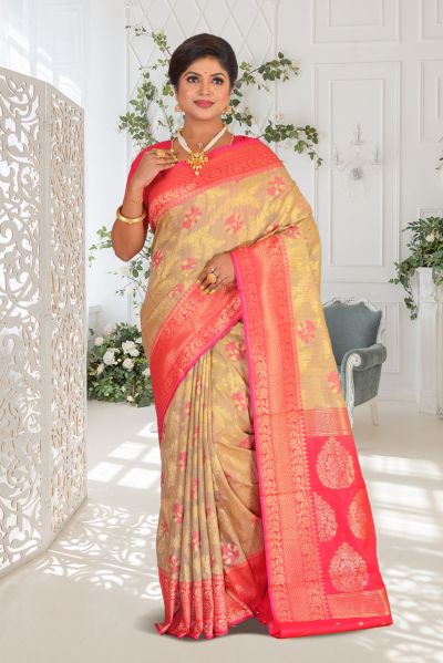 Semi Tussar Benarasi Silk Saree (adi87202)