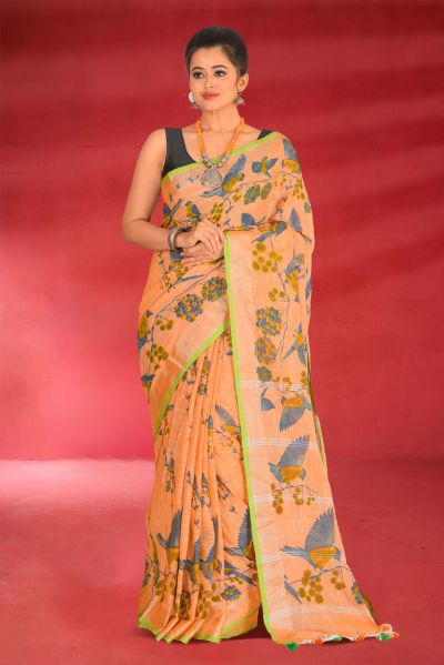 Linen Cotton Saree (adi87608)