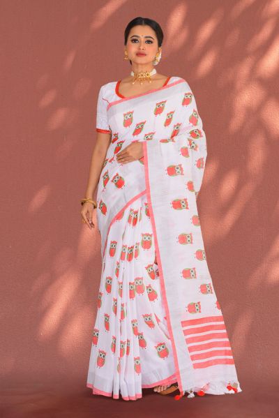 Linen Cotton Saree (adi87629)