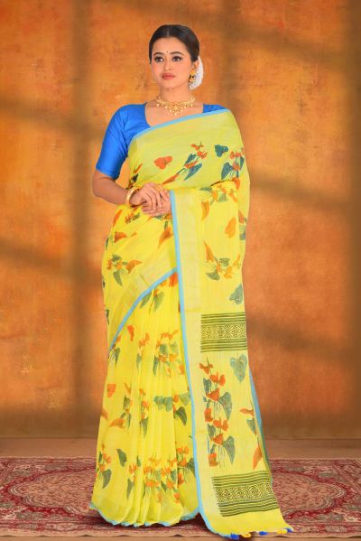 Linen Cotton Saree (adi87665)