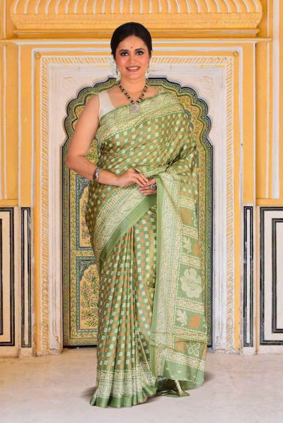 Semi Printed Silk Saree (adi87876)