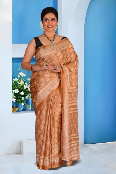 Semi Printed Silk Saree (adi87894)