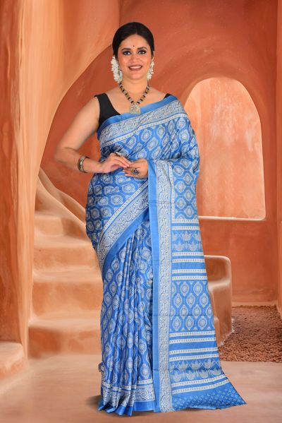 Semi Printed Silk Saree (adi87906)