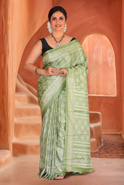 Semi Printed Silk Saree (adi87915)