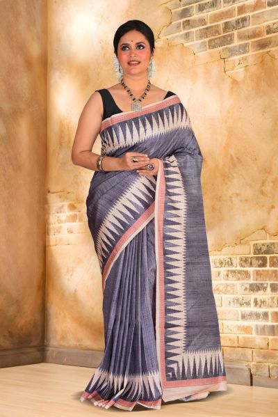 Semi Tussar Printed Silk Saree (adi87918)