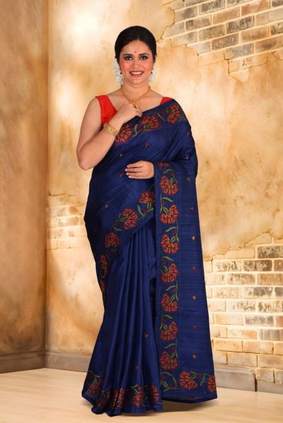 Semi Tussar Parsi Stitch Saree (adi87922)