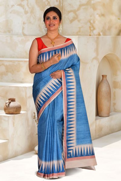 Semi Tussar Printed Silk Saree (adi87931)