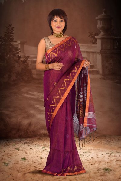 Linen Cotton Saree (adi87972)
