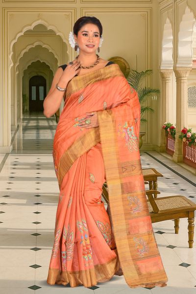 Bhagalpuri Gicha Printed Silk Saree (adi88025)