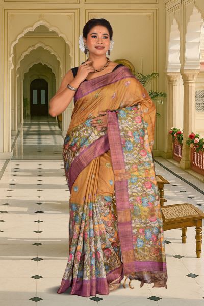 Bhagalpuri Gicha Printed Silk Saree (adi88027)