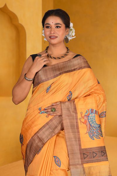 Bhagalpuri Gicha Printed Silk Saree (adi88040)