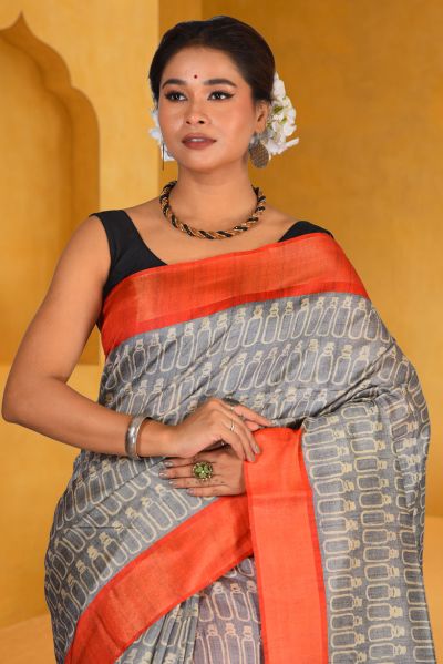 Bhagalpuri Gicha Printed Silk Saree (adi88043)