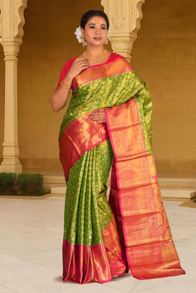 Brocade Tissue Kanjivaram  Silk Saree (adi88055)