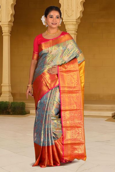 Brocade Tissue Kanjivaram  Silk Saree (adi88056)