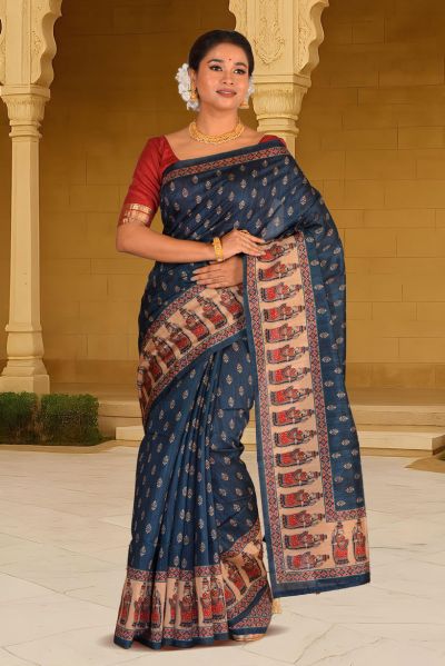 Bhagalpuri Gicha Printed Silk Saree (adi88063)
